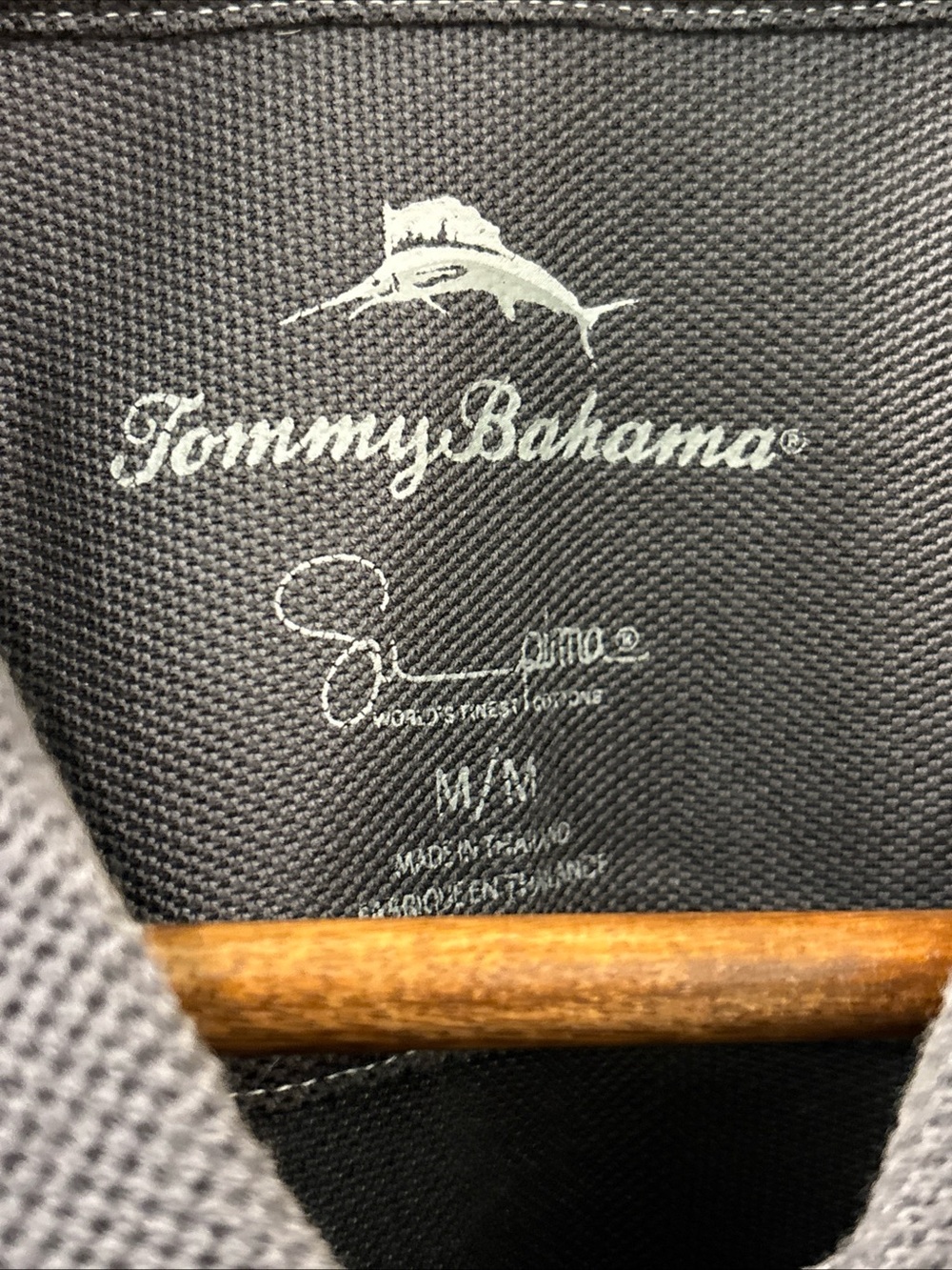 Tommy Bahama Men’s Supima Cotton Polo Size Medium Dark Gray Moisture Wicking EUC - Picture 2 of 6